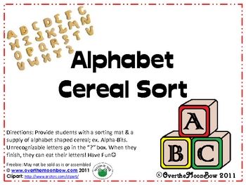 Alphabet Cereal Sort from Over the Moonbow