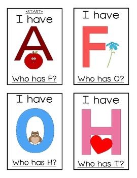 Alphabet I Have Who Has Game from Kindergarten Squared