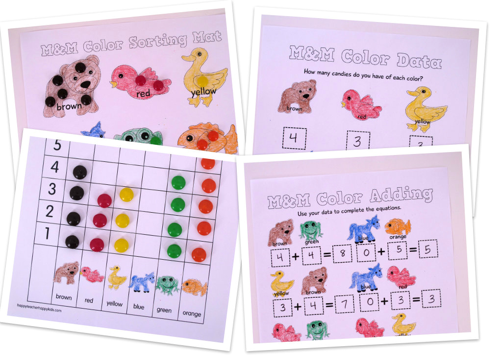 Free Brown Bear M&M Color Math Collage