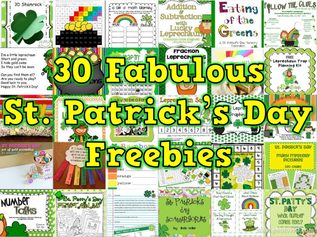 Correct 30 Fabulous St Patrick's Day Freebies collage final version