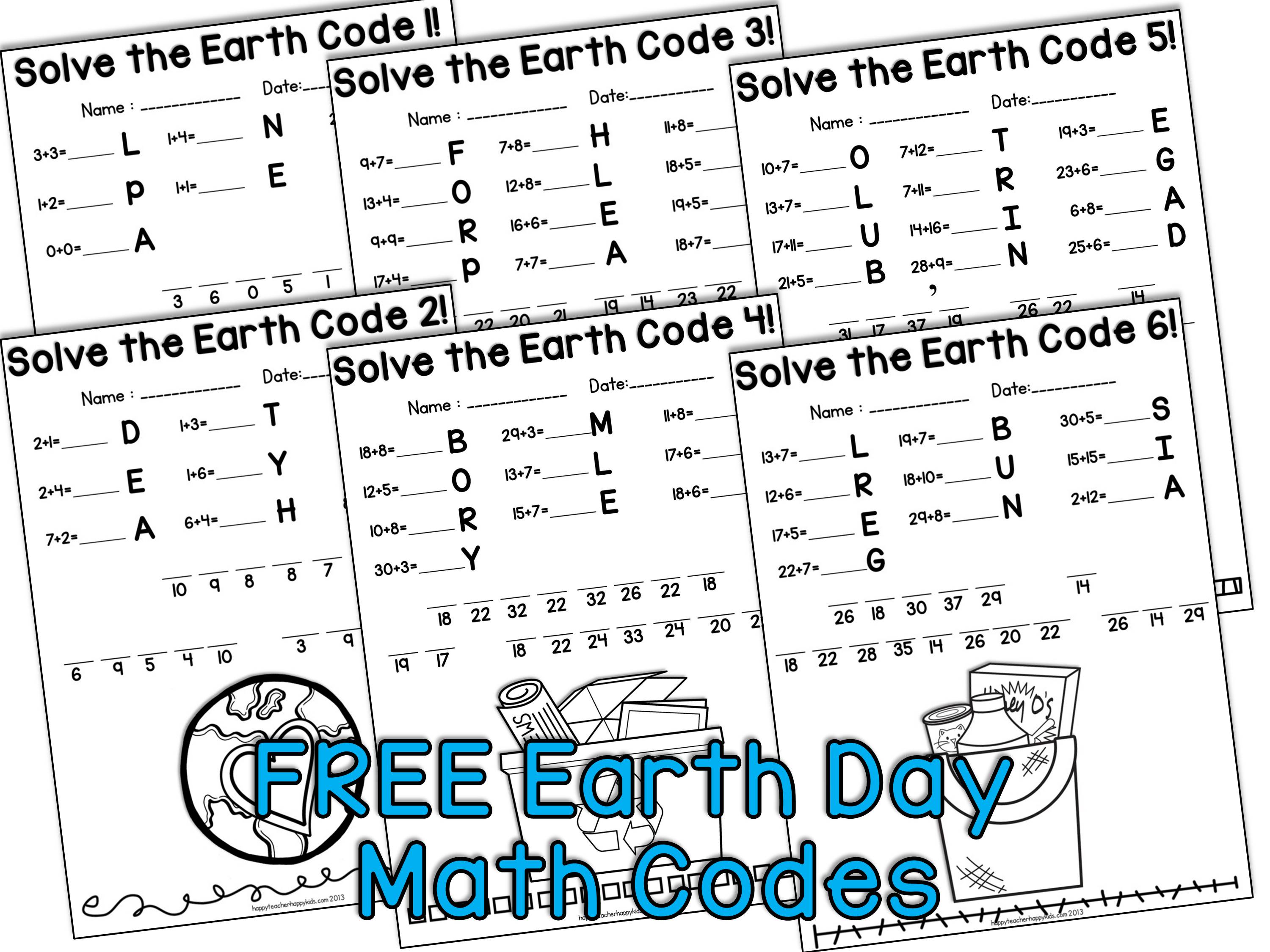 Earth Day Math Codes Collage