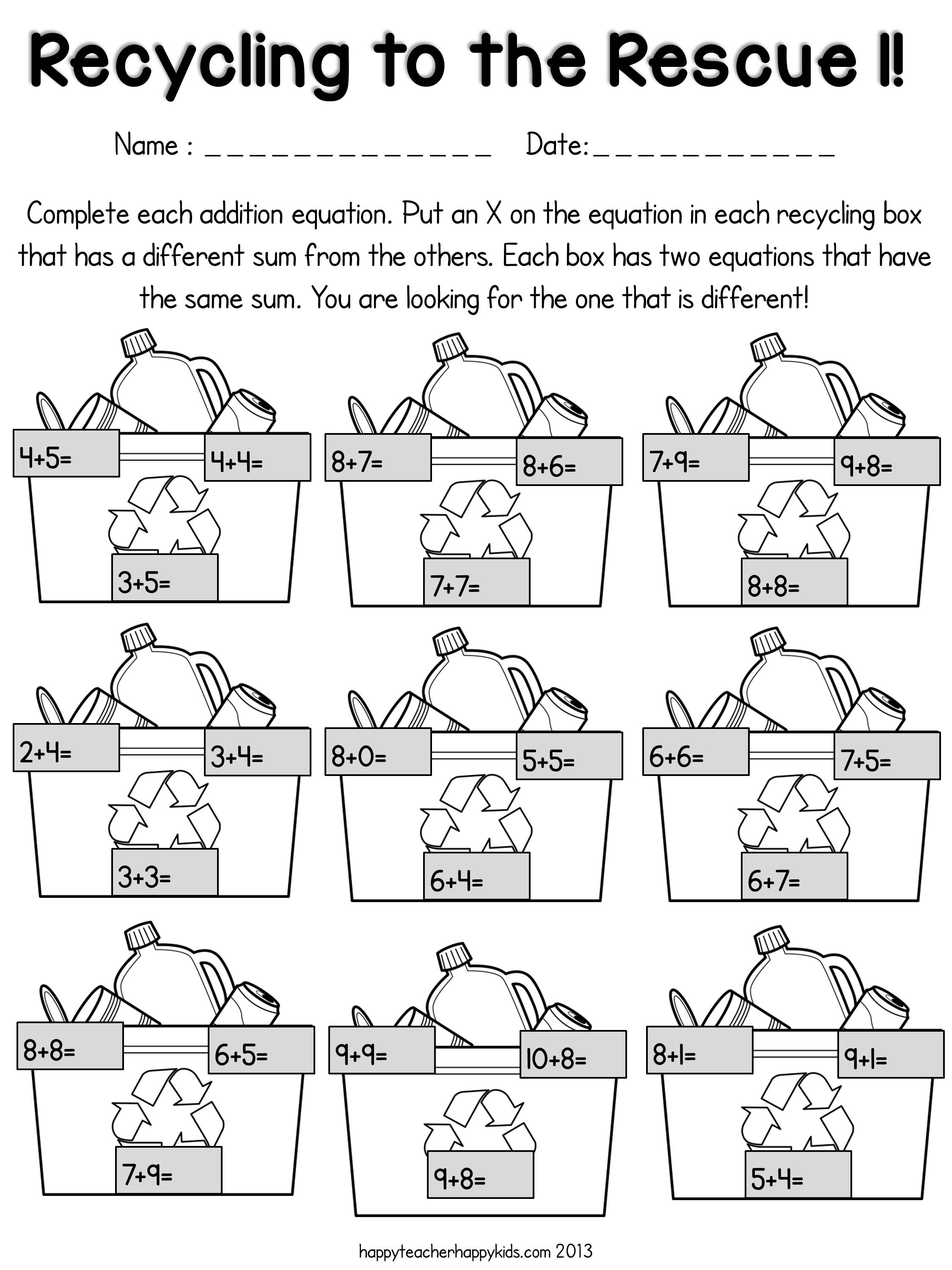 Earth Day Math Printables Sampler