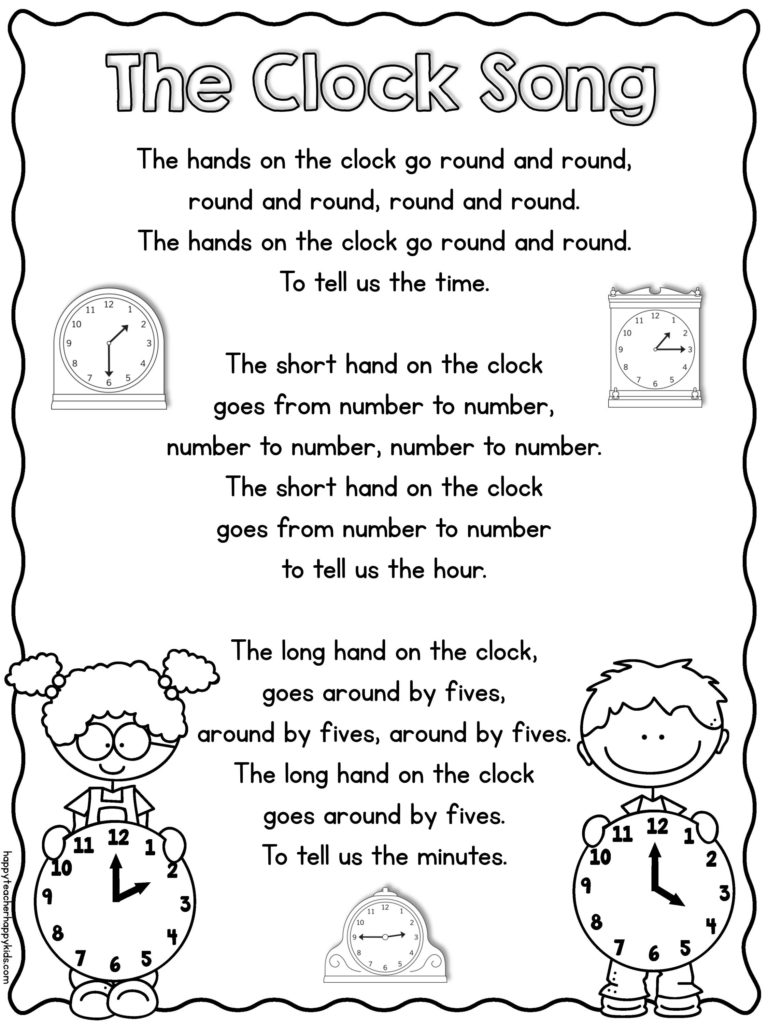 Telling Time Song for Kindergarten and First Grade - Happy Teacher