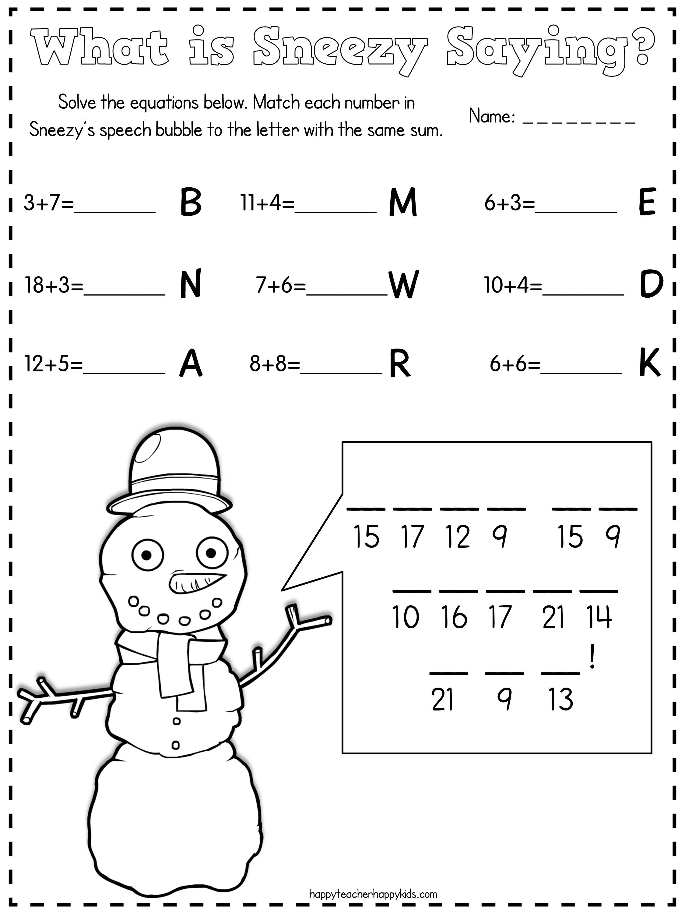 Sneezy Math Code - Happy Teacher, Happy Kids
