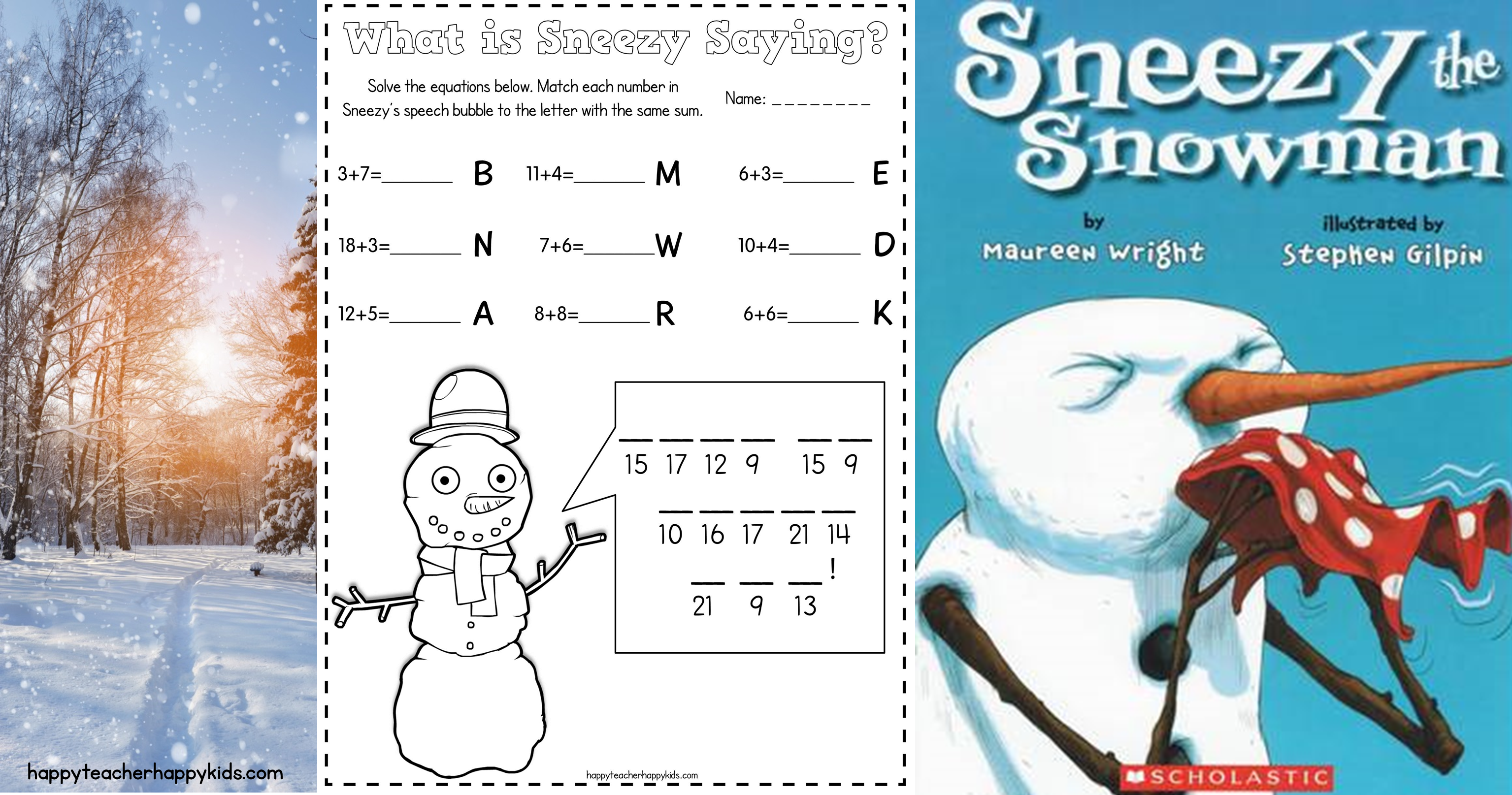 Sneezy the Snowman Ideas - Happy Teacher, Happy Kids