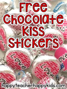 Free Valentine's Day Chocolate Kiss Stickers - Happy Teacher, Happy Kids